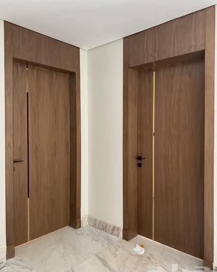 Custom wood doors and hallway